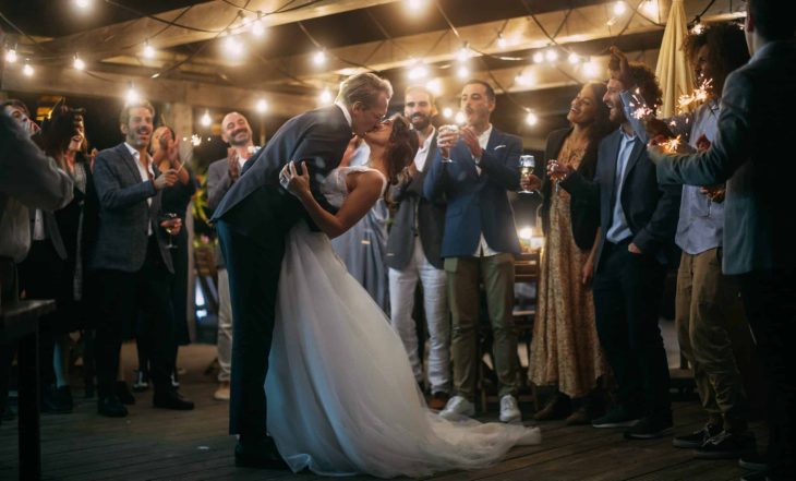 Beautiful,Bride,In,White,Dress,And,Groom,In,Stylish,Black